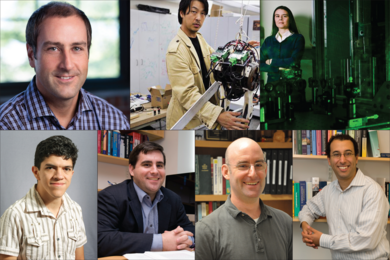 Top row (l-r): Mark Bathe, Sangbae Kim, and Paola Cappellaro. Second row (l-r): Armando Solar-Lezama, Steven Barrett, Jesse Kroll, and Youssef Marzouk.