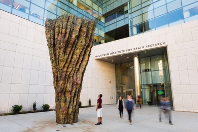 "SCIENTIA," by Ursula von Rydingsvard, is a gift from McGovern Institute co-founder Lore Harp McGovern.