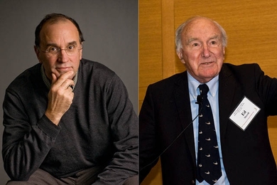 MIT faculty members Michael Cima (left) and Edward W. Merrill ScD ’47 (right) are among the 2016 Fellows of the National Academy of Inventors.