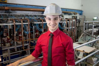 “I like to say I build fancy thermometers. That’s my job,” says Alex Creely, a graduate student in nuclear science and engineering who works in the Plasma Science and Fusion Center at MIT.