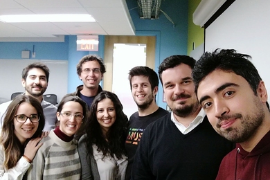 Participants at the workshop on MATLAB Programming for Advanced Research and Data Science (l-r): Vanessa Cunha, Luís Coimbra, Marisa Pedro, Duarte Dias, Beatriz Gonçalves, Carlos Teixeira, Dr. Gonçalo Pereira, and Thiago Sobral. 