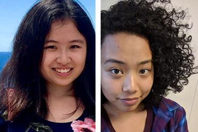 Rona Wang (left) and Selam Gano were honored with 2018 De Courtivron Writing Prizes.