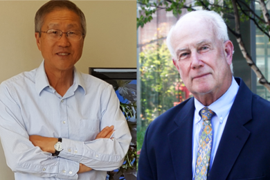 Professor Jae Lim (left) worked with Jack Turner extensively on the development of HDTV technology and named this new award to recognize the contributions of Turner and the MIT Technology Licensing Office to the development of MIT intellectual property.