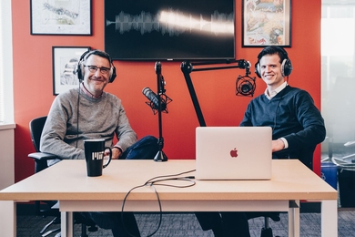 Paul Michelman (left) and Ben Shields in the studio