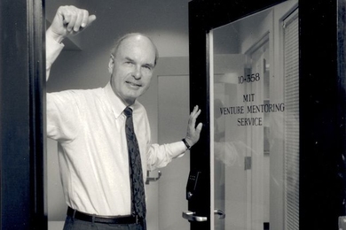 Alec Dingee in front of the former VMS office in the early 2000s