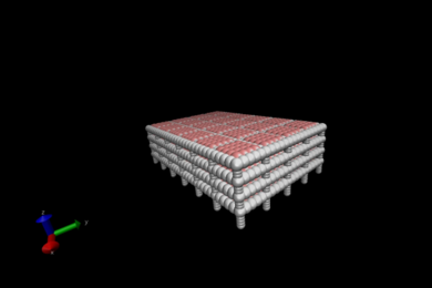 A building modeled with the molecular dynamics-based structural modeling approach
