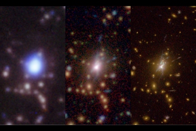 With increasing data quality (shown progressively, left to right, in images from 2012, 2015, and 2019) Assistant Professor Michael McDonald and colleagues can conclusively show that the black hole in the Phoenix galaxy cluster is not preventing star formation.