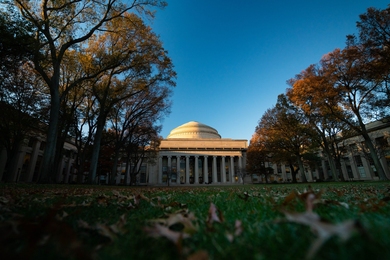 Sun shining on MIT's Great Dome