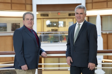 Robert Hallowell (left) and Michael Matthews developed the Visibility Estimation through Image Analytics algorithm.