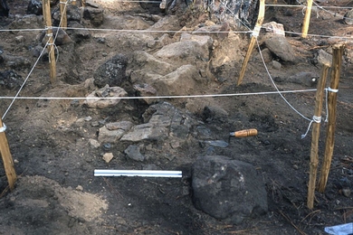This hearth from one of the Mesoamerican smelting furnaces, seen as it was being excavated by Dorothy Hosler and her team in Mexico, was among the sites that revealed that indigenous people were producing copper for the Spanish colonists.