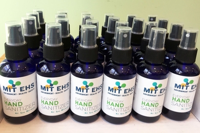 EHS’ "Everyday Hand Sanitizer," produced using an FDA-approved method, is packaged in 4-ounce individual spray bottles.