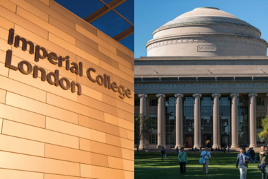 Two photos of building exteriors