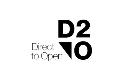 The Direct to Open logo is simple black text on a white background featuring the figures D, 2, and O