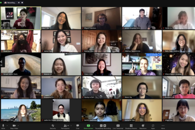 Screenshot of a Zoom session with 25 individuals participating in a class