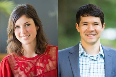 Portrait photos of Erin Kara and Kiyoshi Masui