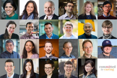 Four rows of headshots of the 23 honorees, and the Committed to Caring logo