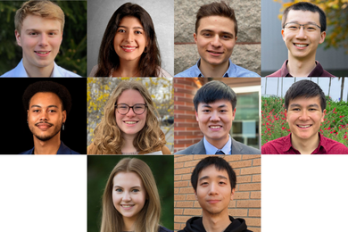 10 headshots of smiling young people