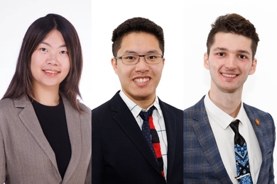 Side-by-side headshots of Yutao Gong, Brandon Man, and Andrii Zahorodnii
