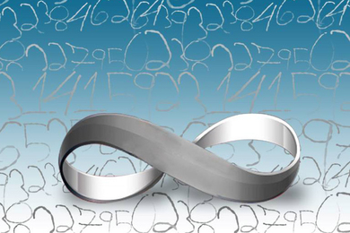 Infinity symbol on top of a series of messily sketched numerals