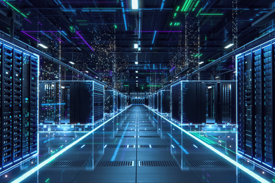 Futuristic looking server room
