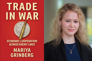 “Trade in War” book cover and Mariya Grinberg