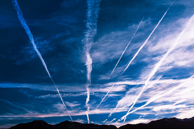Contrails in sky