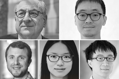 Five grayscale headshots